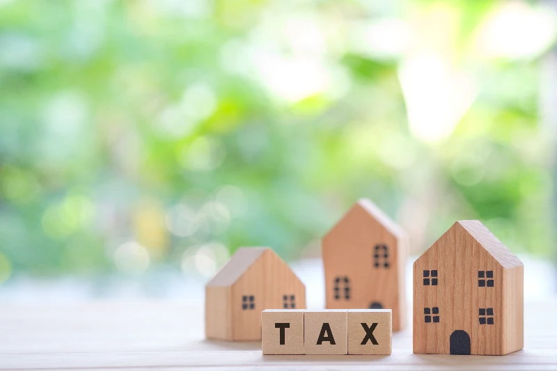 Save money for home or property taxation and annual tax concept