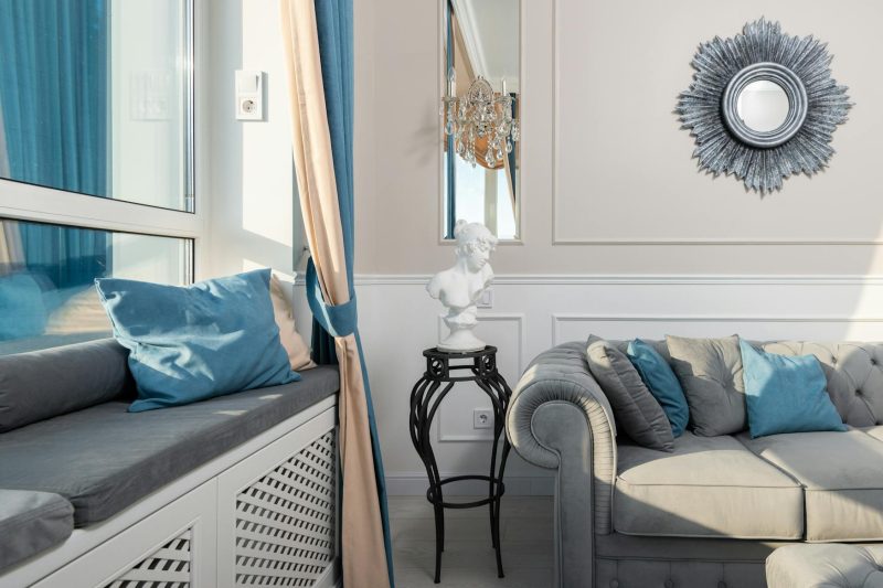 Blog 9 Contemporary room interior with decorative cushions on sofa
