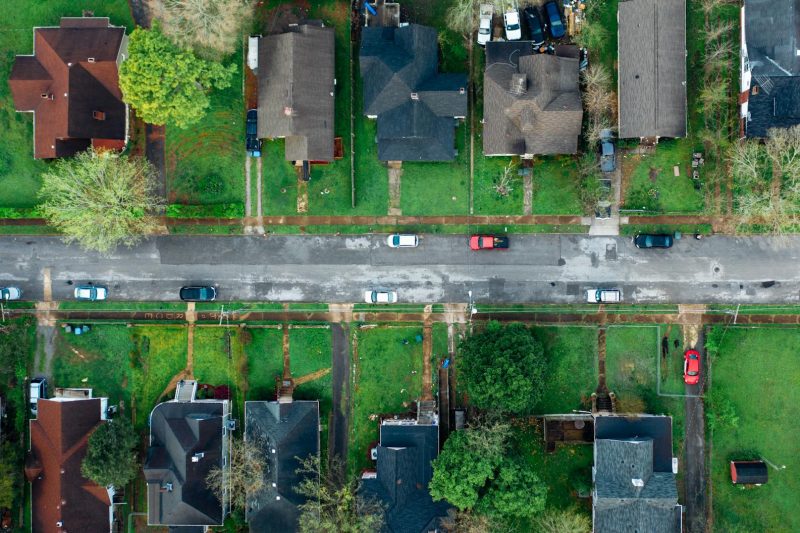 Blog 8 Highangle aerial shot of a suburban neighborhood street